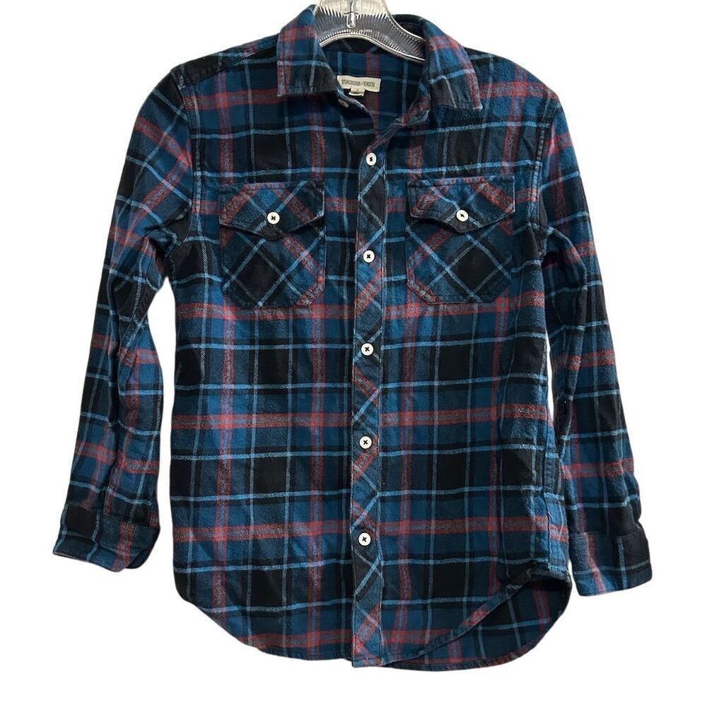 Tucker + Tate Boys' Blue Plaid‎ Flannel Button-Up Shirt Size 10-12